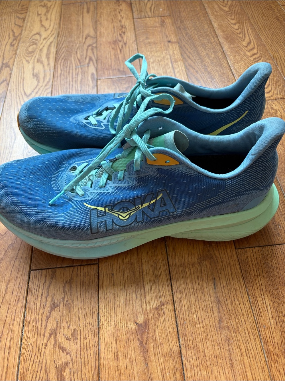 HOKA Mach 6 Blue and Mint Running Shoes